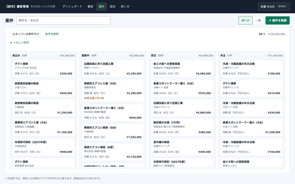 顧客管理（CRM）